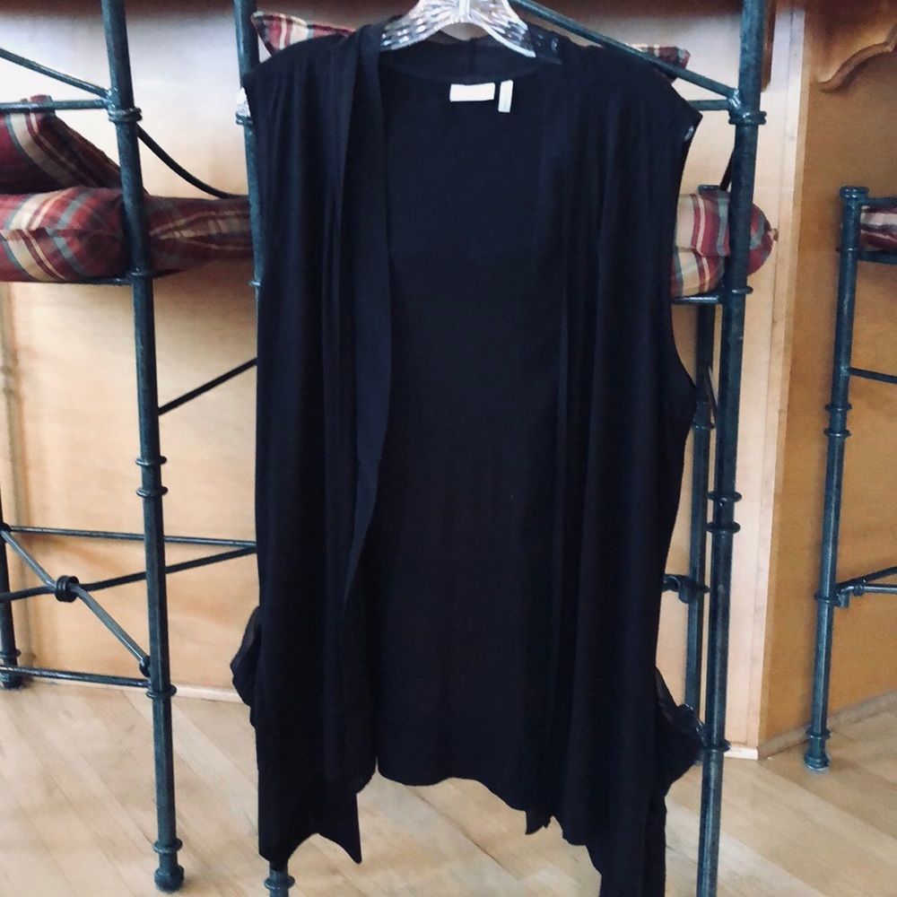 Black knit open vest